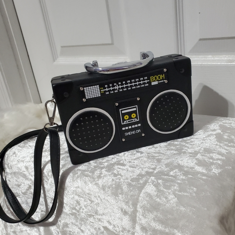 Retro Black Radio Crossbody Bag